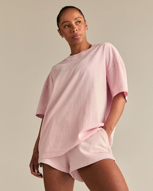 Comfort Summer Sweat Squad Graphic T-Shirt | Vintage Ballet Pink