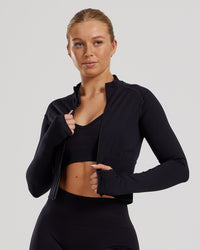 Define 2.0 Seamless Full Zip Midi Jacket | Black