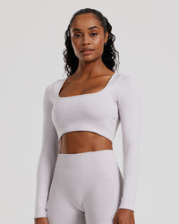 Define 2.0 Seamless Long Sleeve Built-In Bra Top | Steel Grey