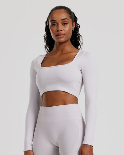 Define 2.0 Seamless Long Sleeve Built-In Bra Top | Steel Grey