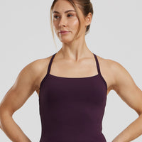 Essential Built-In Bra Midi Tank | Midnight Plum