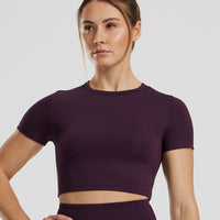 Essential Cropped Short Sleeve Tee | Midnight Plum