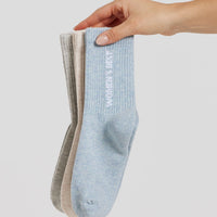 Premium Crew Marl Socks (3PK) | Off White/Silver Grey/Basalt