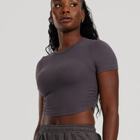 Comfort Ribbed Cropped T-Shirt | Graphite