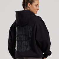 Comfort Oversized Statement Graphic Hoodie | Black