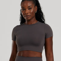 Essential Cropped Short Sleeve Tee | Graphite