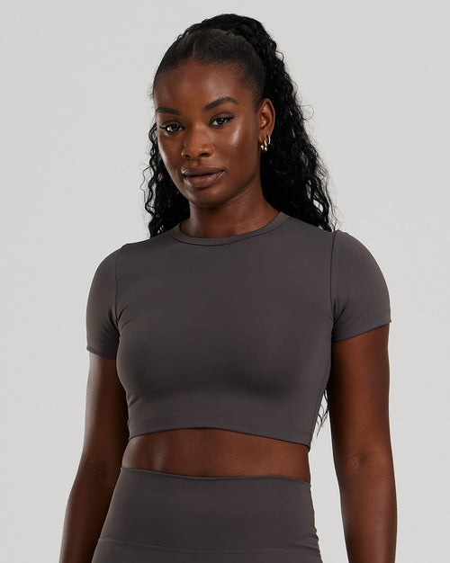 Essential Cropped Short Sleeve Tee | Graphite