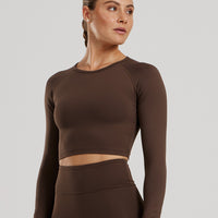 Essential Long Sleeve Crop Top | Cocoa