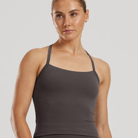 Essential Built-In Bra Midi Tank | Graphite