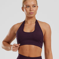 Motion Seamless Halter Bra | Midnight Plum
