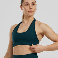 Motion Seamless Halter Bra | Dark Moss