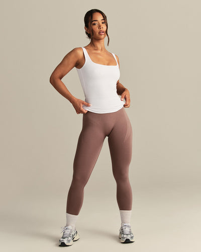 Smooth Contour Midi Square Neck Tank | White