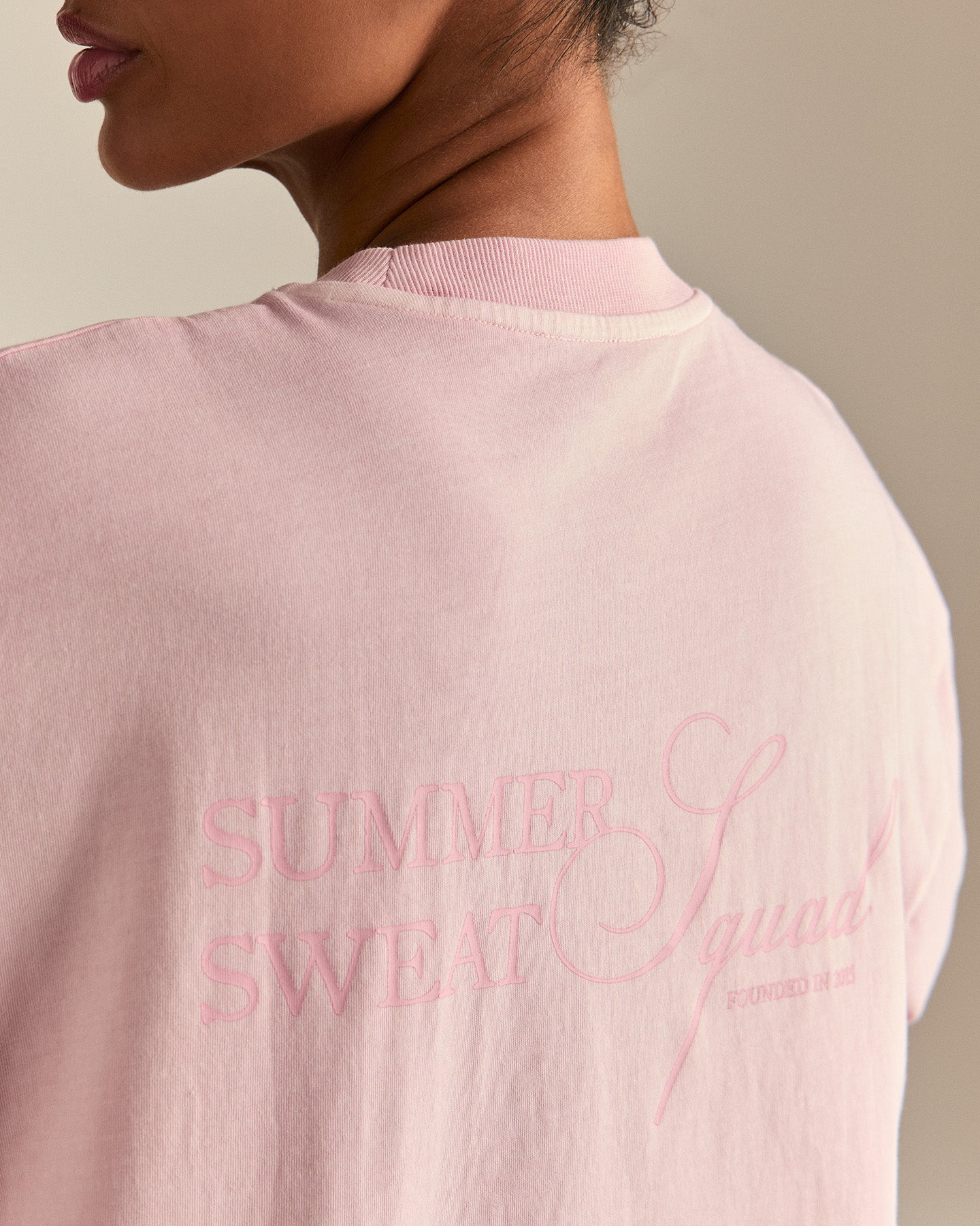Comfort Summer Sweat Squad Graphic T-Shirt | Vintage Ballet Pink