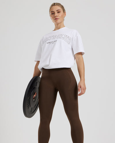 Comfort Oversized Short Sleeve Sports Club T-Shirt | White