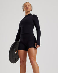 Define 2.0 Seamless Full Zip Midi Jacket | Black