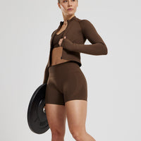 Define 2.0 Seamless Full Zip Midi Jacket | Cocoa