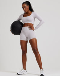 Define 2.0 Seamless Long Sleeve Built-In Bra Top | Steel Grey