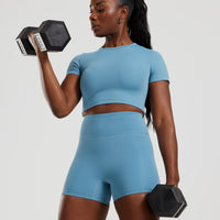 Essential Cropped Short Sleeve Tee | Basalt