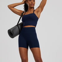 Essential Built-In Bra Crop Tank Top | Sapphire Blue