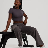 Comfort Ribbed Cropped T-Shirt | Graphite