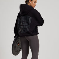 Comfort Oversized Statement Graphic Hoodie | Black