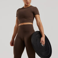 Essential Cropped Short Sleeve Tee | Cocoa