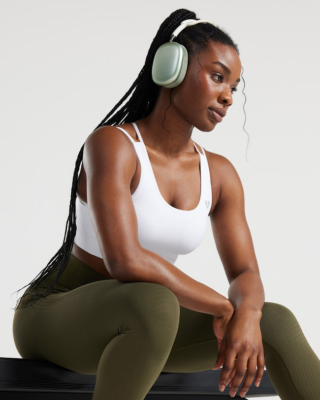 Power Seamless Sports Bra | White