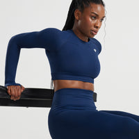 Power Seamless Long Sleeve Crop Top | Sapphire Blue