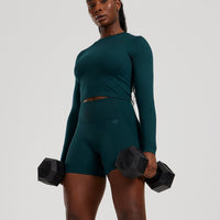 Motion Seamless Long Sleeve Midi Top | Dark Moss