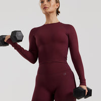 Motion Seamless Long Sleeve Midi Top | Dark Cherry