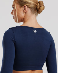 Define 2.0 Seamless Long Sleeve Built-In Bra Top | Sapphire Blue