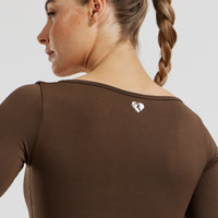 Define 2.0 Seamless Long Sleeve Built-In Bra Top | Cocoa