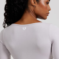 Define 2.0 Seamless Long Sleeve Built-In Bra Top | Steel Grey