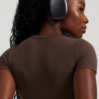 Comfort Ribbed Cropped T-Shirt | Cocoa