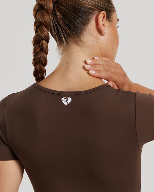 Essential Short Sleeve Unitard | Cocoa