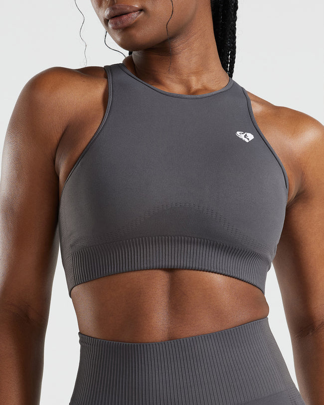Power Seamless High Neck Bra | Graphite