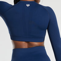 Power Seamless Long Sleeve Crop Top | Sapphire Blue