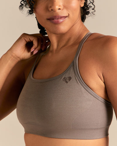 Motion Seamless Straight Neck Bra | Taupe Grey