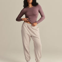 Smooth Contour Midi Crew Neck Long Sleeve T-Shirt | Deep Mocha