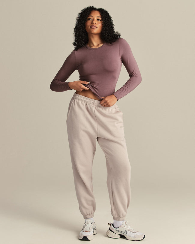 Smooth Contour Midi Crew Neck Long Sleeve T-Shirt | Deep Mocha