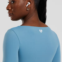 Essential Long Sleeve Built-In Bra Top | Basalt