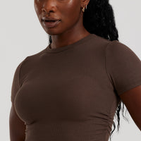 Comfort Ribbed Cropped T-Shirt | Cocoa