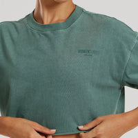 Comfort Oversized Cropped Short Sleeve T-Shirt Washed | Sage