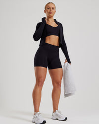 Define 2.0 Seamless Full Zip Midi Jacket | Black