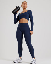 Define 2.0 Seamless Long Sleeve Built-In Bra Top | Sapphire Blue