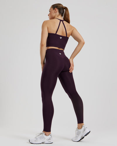 Essential Built-In Bra Crop Tank Top | Midnight Plum