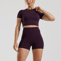 Essential Cropped Short Sleeve Tee | Midnight Plum