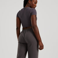 Comfort Ribbed Cropped T-Shirt | Graphite