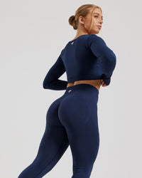 Define 2.0 Seamless Long Sleeve Built-In Bra Top | Sapphire Blue