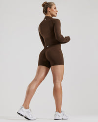 Define 2.0 Seamless Full Zip Midi Jacket | Cocoa